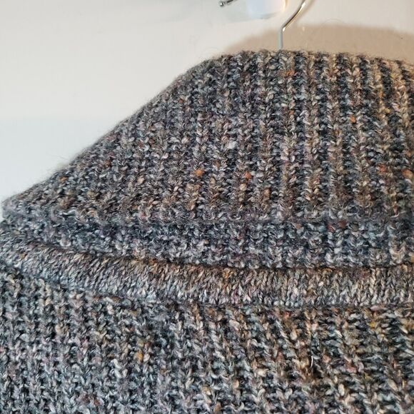 Design Options L Gray Cowl Sweater Oversize Shell Button 3/4 Sleeve Lagenlook - Picture 4 of 10